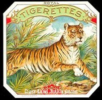 Tigerettes outer cigar box label