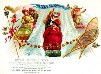Tobogganing cigar box label