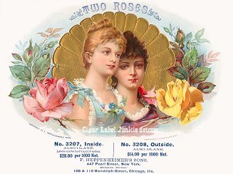 Two Roses cigar box label