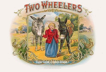 Two Wheelers cigar box label