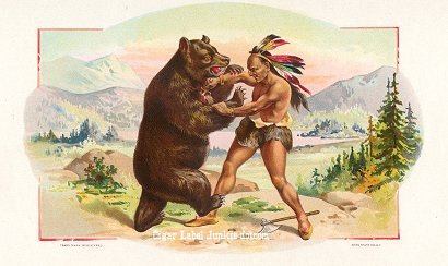 UT Bear-Indian- cigar box label
