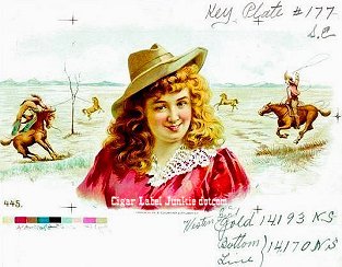 UT Cowgirl cigar box label