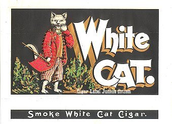 White Cat Red- cigar box label