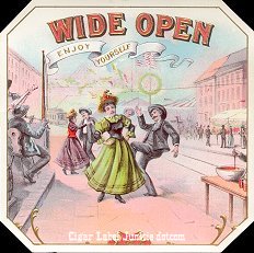 Wide Open cigar box label
